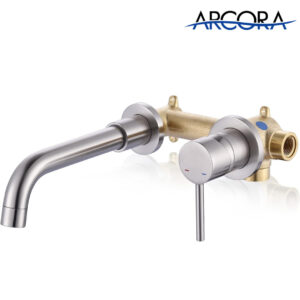 ARCORA Single Handle Brushed Nickel Wall Mounted Bathroom Faucet