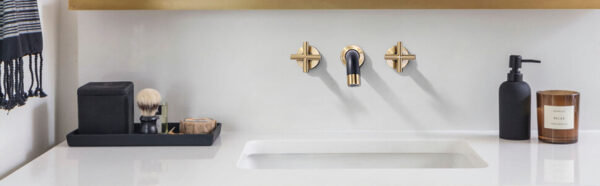 Arcora Black And Gold 2 Cross Handle Wall Mounted Bathroom Sink Faucet Arcora Faucets 0819