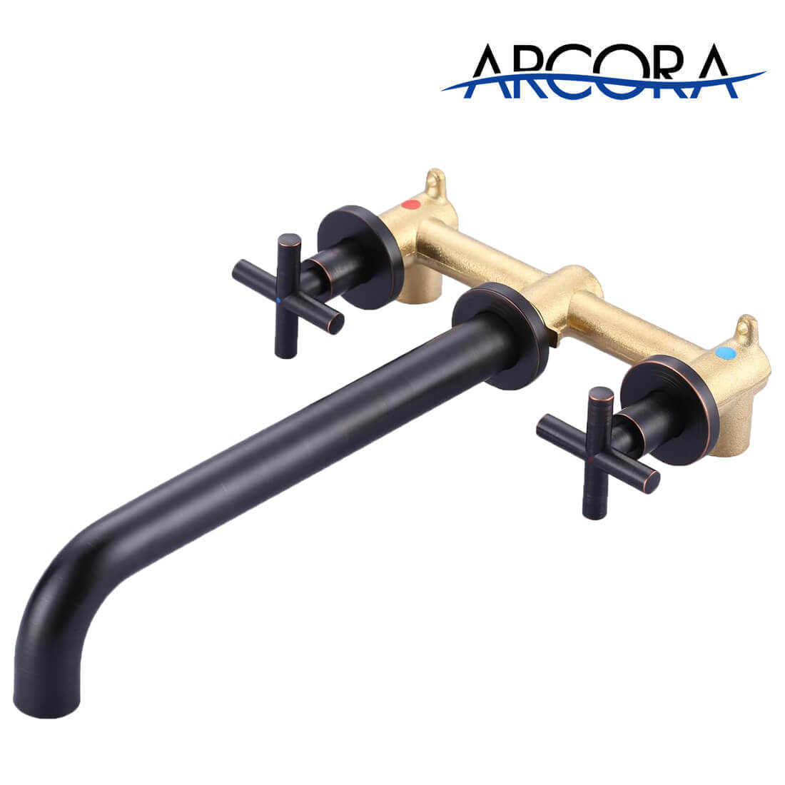 Arcora Oil Rubbed Bronze Wall Mount Tub Filler With 2 Cross Handle Arcora Faucets 6425