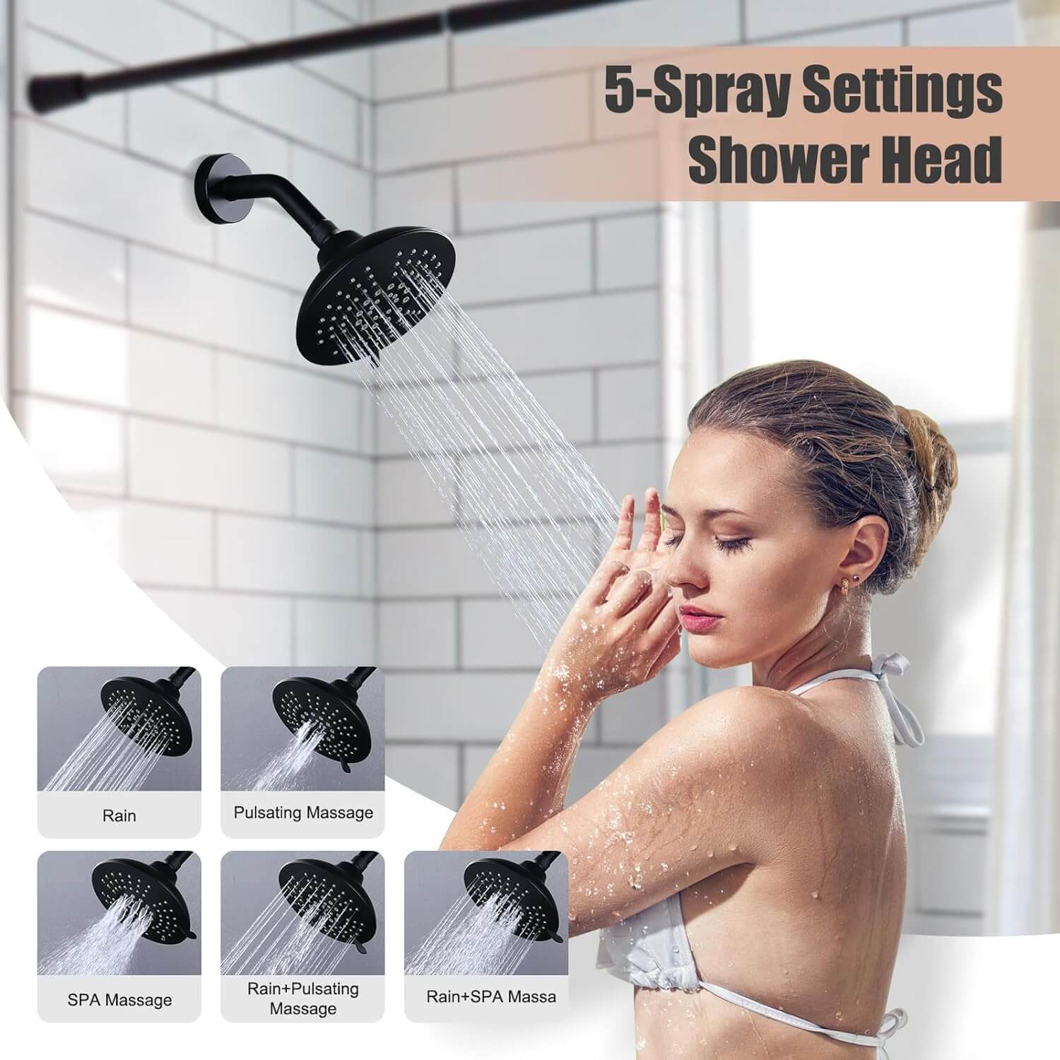 Arcora Matte Black Shower Trim Kit Shower Faucet Set With Valve Arcora Faucets 6586