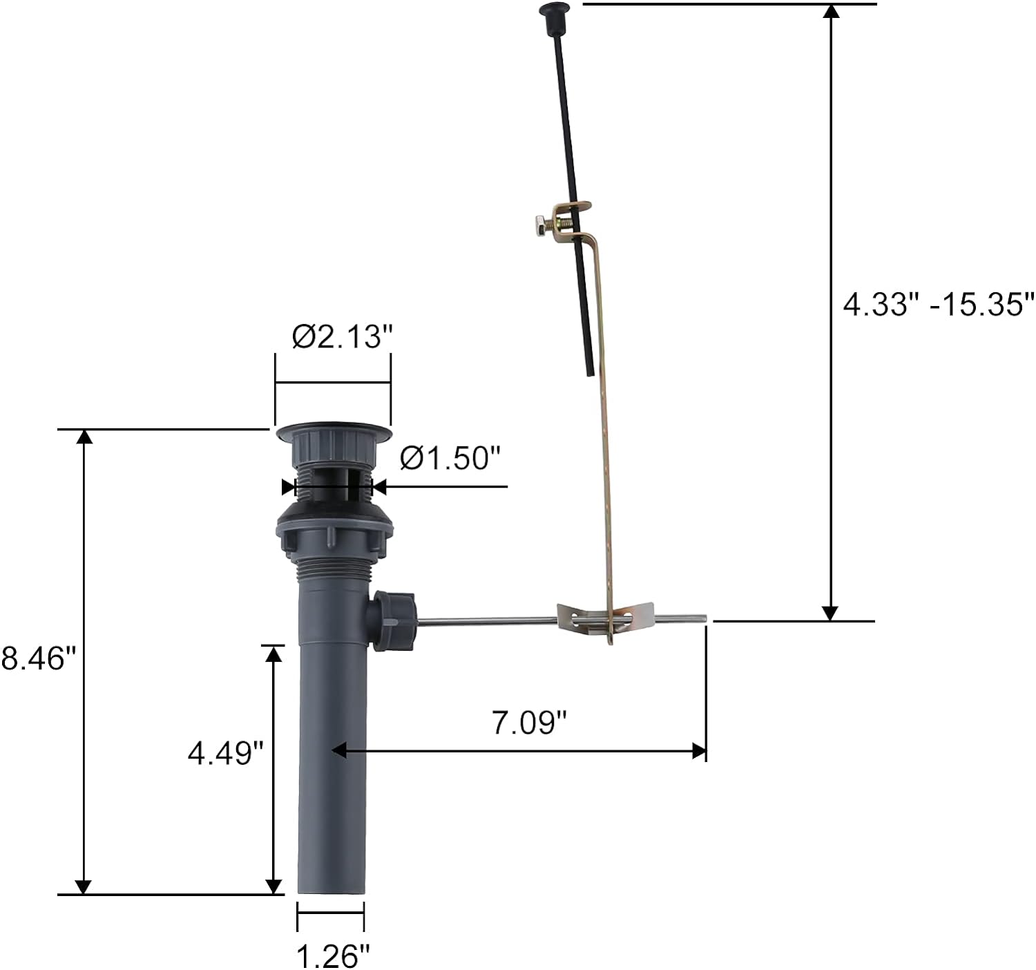 ARCORA Matte Black Bathroom Sink Drain With Overflow & Lift Rod For ...