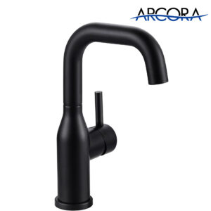 ARCORA Matte Black Single Hole Bar Sink Faucet with cUPC Supply Lines