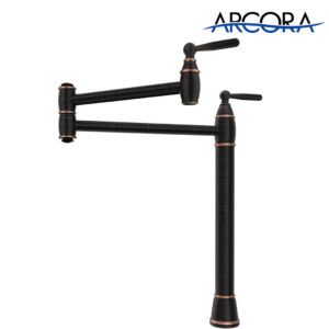 ARCORA Oil Rubbed Bronze Deck Mount Pot Filler Faucet Over Stove with Stretchable Double Joint Swing Arms