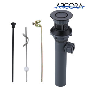 ARCORA Matte Black Bathroom Sink Drain with Overflow & Lift Rod for Vessel Sink