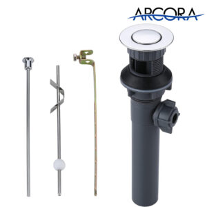 ARCORA Chrome Bathroom Sink Drain with Overflow & Lift Rod for Vessel Sink