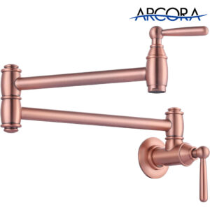 ARCORA Copper Wall Mount Pot Filler Kitchen Folding Faucet Over Stove