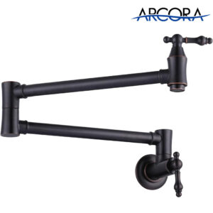 ARCORA Modern Oil Rubbed Bronze Wall Mount Pot Filler Commercial Kitchen Faucet Over Stove