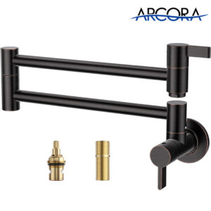 ARCORA Oil Rubbed Bronze Pot Filler Wall Mount Folding Faucet with Double Joint Swing Arms