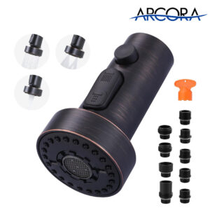 ARCORA Oil Rubbed Bronze 3-Function Kitchen Faucet Sprayer Head Replacement with 9 Adapters Compatible with Moen, Delta