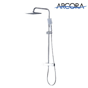 ARCORA Chrome Wall Mounted Rain Shower System with Handheld Showerhead