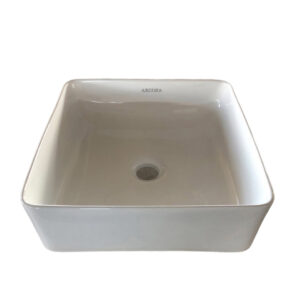 ARCORA White Porcelain Ceramic Rectangular Modern Above Counter Lavatory Vessel Vanity Sink