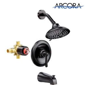 ARCORA Oil Rubbed Bronze Wall Mounted Shower System with 6-Inch Rain Shower Head and Tub Spout