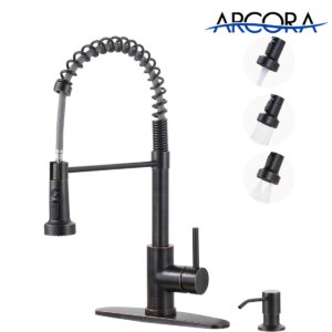 ARCORA Oil Rubbed Bronze Pull Down Kitchen Sink Faucet with Soap Dispenser for Farmhouse RV Laundry